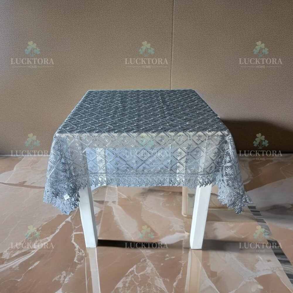 Τραπεζομάντηλο 100% Πολυέστερ Με Κέντημα C3-140X140CM-Γκρί