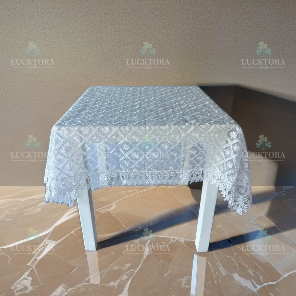 Τραπεζομάντηλο 100% Πολυέστερ Με Κέντημα C3-140X140CM-Λευκό