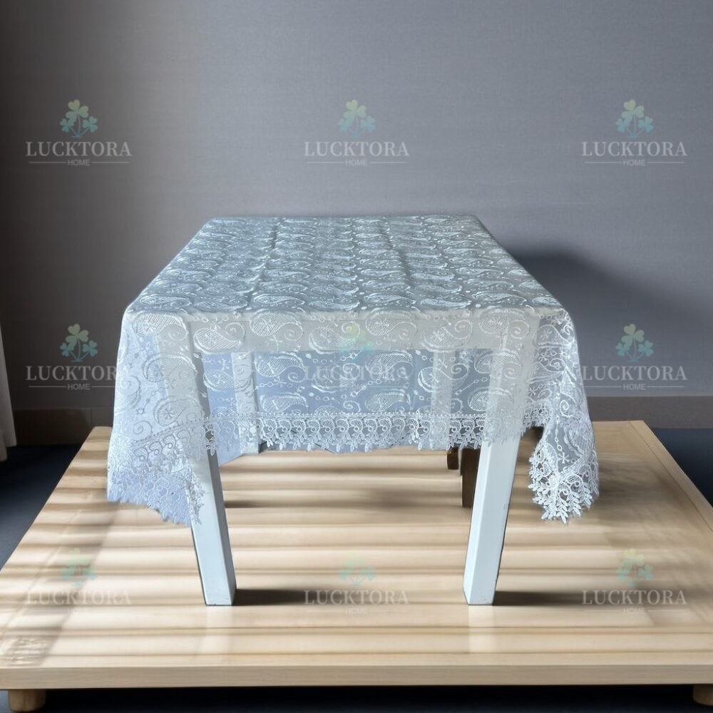Τραπεζομάντηλο 100% Πολυέστερ Με Κέντημα C6-140X140CM-Λευκό