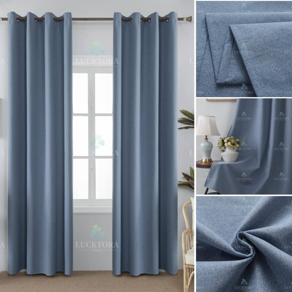AD6010-3 Μπλέ- 100%BLACKOUT – Με Κρίκο -140X265CM