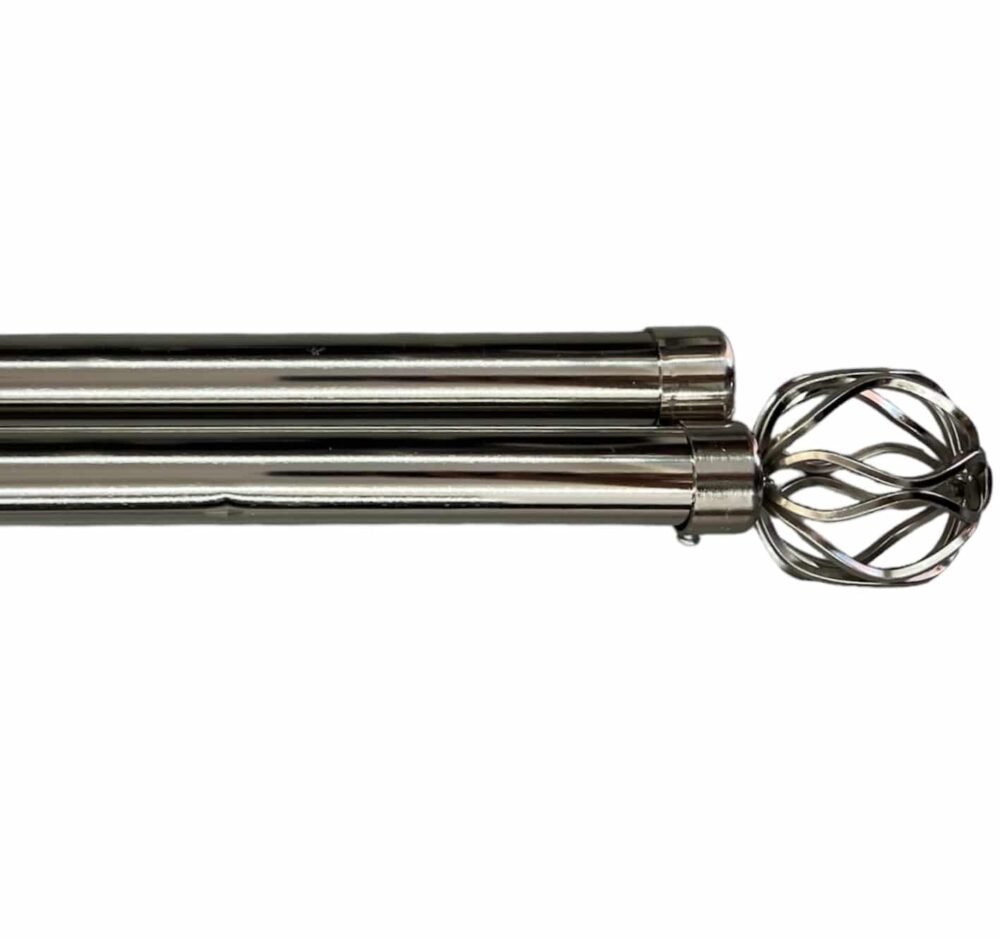 Διπλό Κουρτινόξυλο Χοντρό 120CM έως 210CM 28mm JHDBX-Ασημί