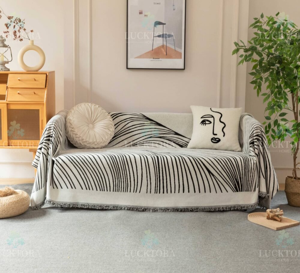 C3-12 Ριχτάρι Chenille Με Κρόσια-180Χ280CM -Μαύρο