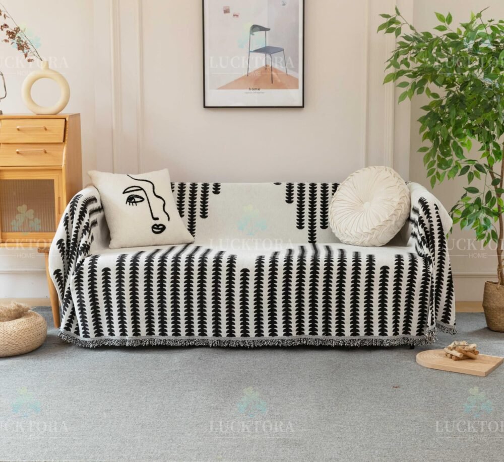 C4-12 Ριχτάρι Chenille Με Κρόσια-180Χ240CM -Μαύρο