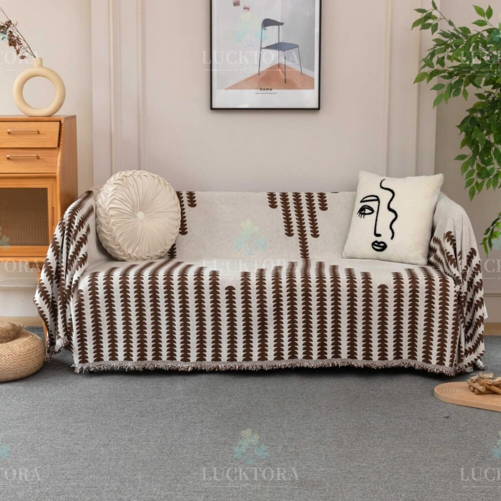C4-4 Ριχτάρι Chenille Με Κρόσια-180Χ280CM -Καφέ