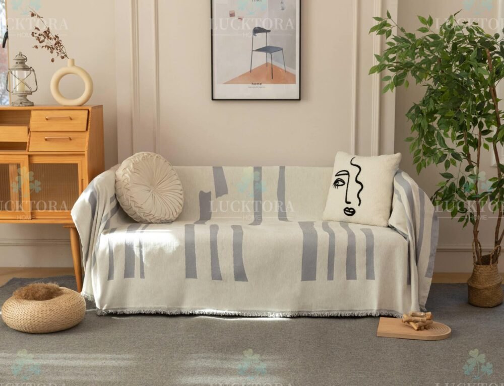 C5-11 Ριχτάρι Chenille Με Κρόσια-180Χ320CM -Γκρί