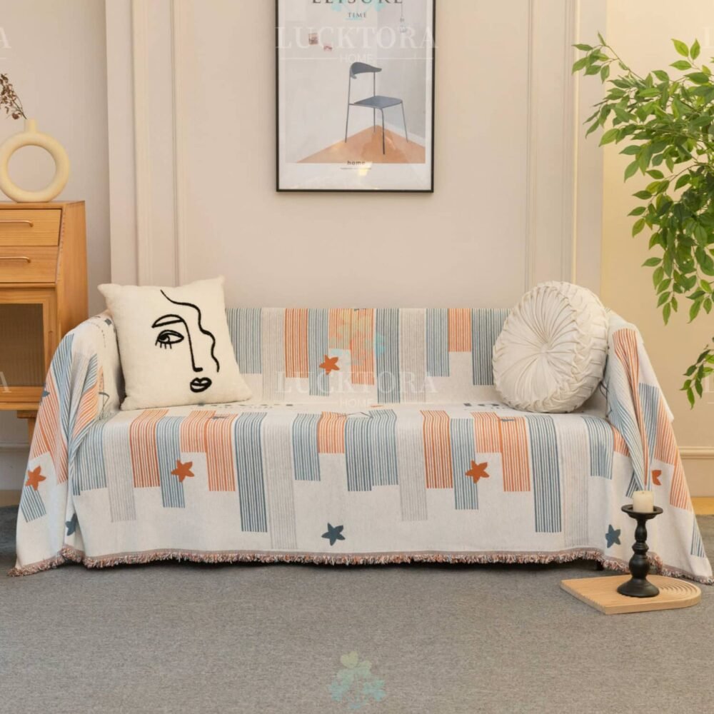 C9-7 Ριχτάρι Chenille Με Κρόσια-180Χ180CM -Πορτοκαλί