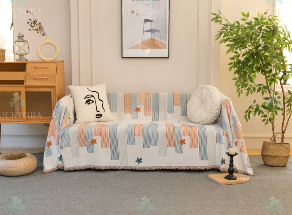 C9-7 Ριχτάρι Chenille Με Κρόσια-180Χ180CM -Πορτοκαλί