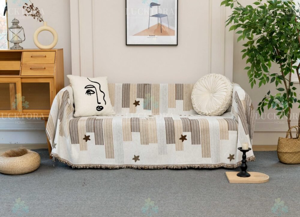 C9-4 Ριχτάρι Chenille Με Κρόσια-180Χ280CM -Καφέ