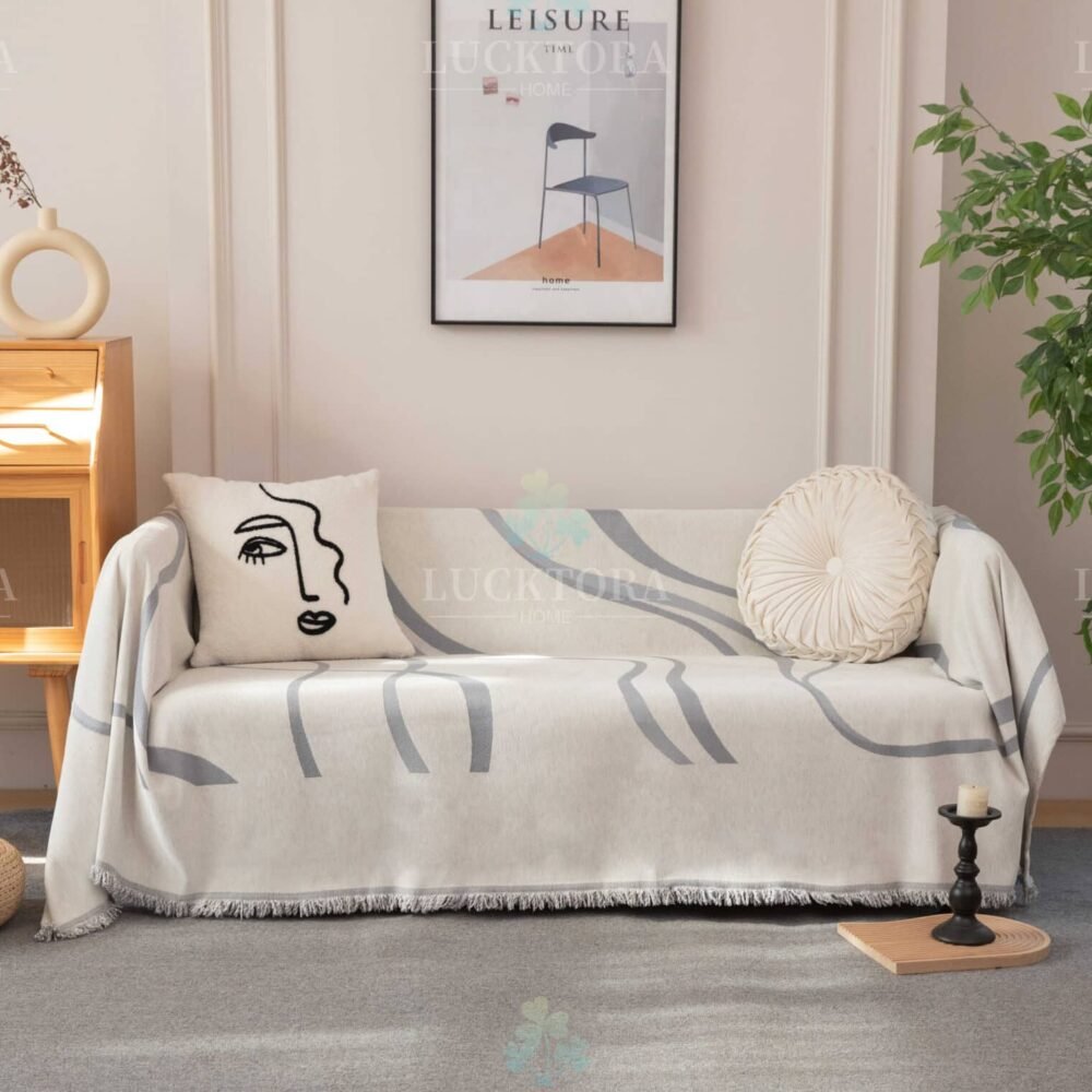 C8-11 Ριχτάρι Chenille Με Κρόσια-180Χ180CM -Γκρί