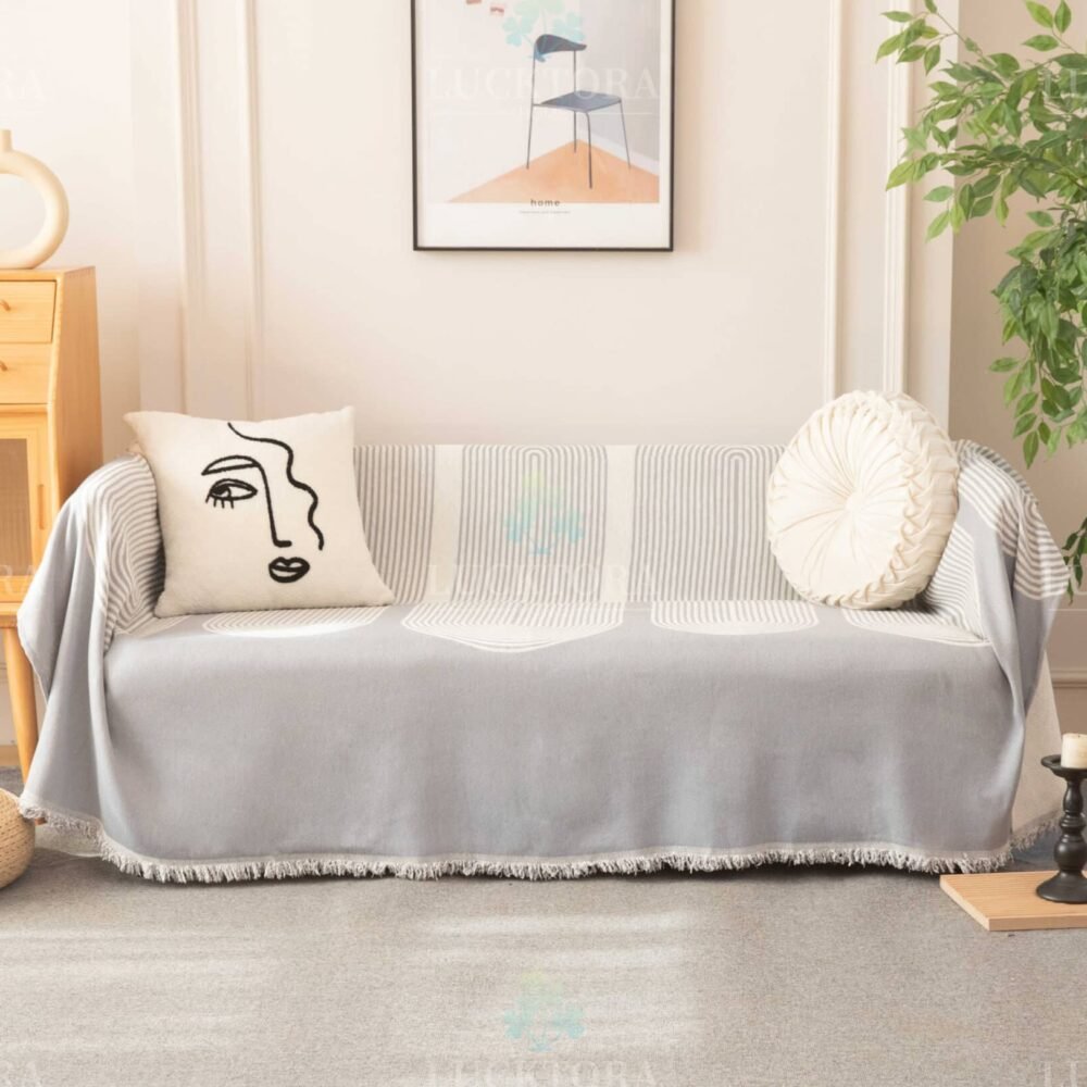 C6-11 Ριχτάρι Chenille Με Κρόσια-180Χ280CM -Γκρί