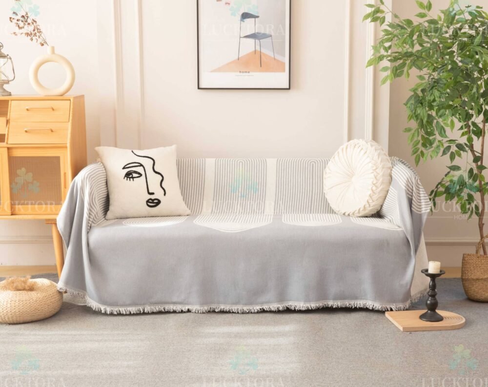 C6-11 Ριχτάρι Chenille Με Κρόσια-180Χ280CM -Γκρί