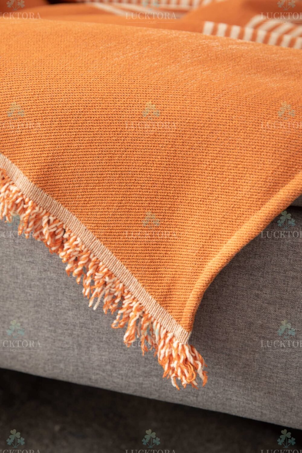 C6-3 Ριχτάρι Chenille Με Κρόσια-180Χ320CM -Πορτοκαλί - Image 3