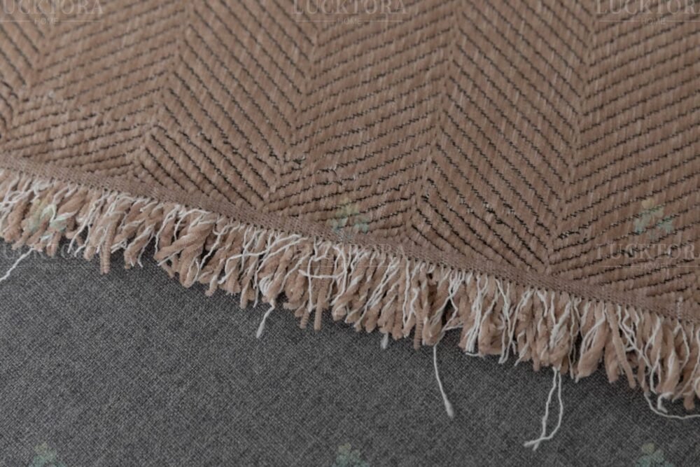 C10-4 Ριχτάρι Chenille Με Κρόσια-180Χ240CM-Καφέ - Image 9