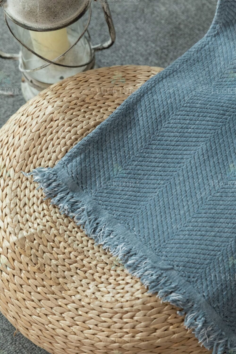 C10-16 Ριχτάρι Chenille Με Κρόσια-180Χ320CM - Μπλέ - Image 3