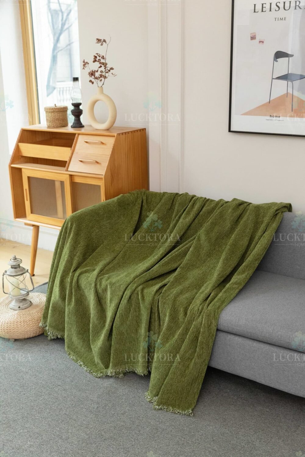 C10-5 Ριχτάρι Chenille Με Κρόσια-180Χ180CM -Πράσινο - Image 7