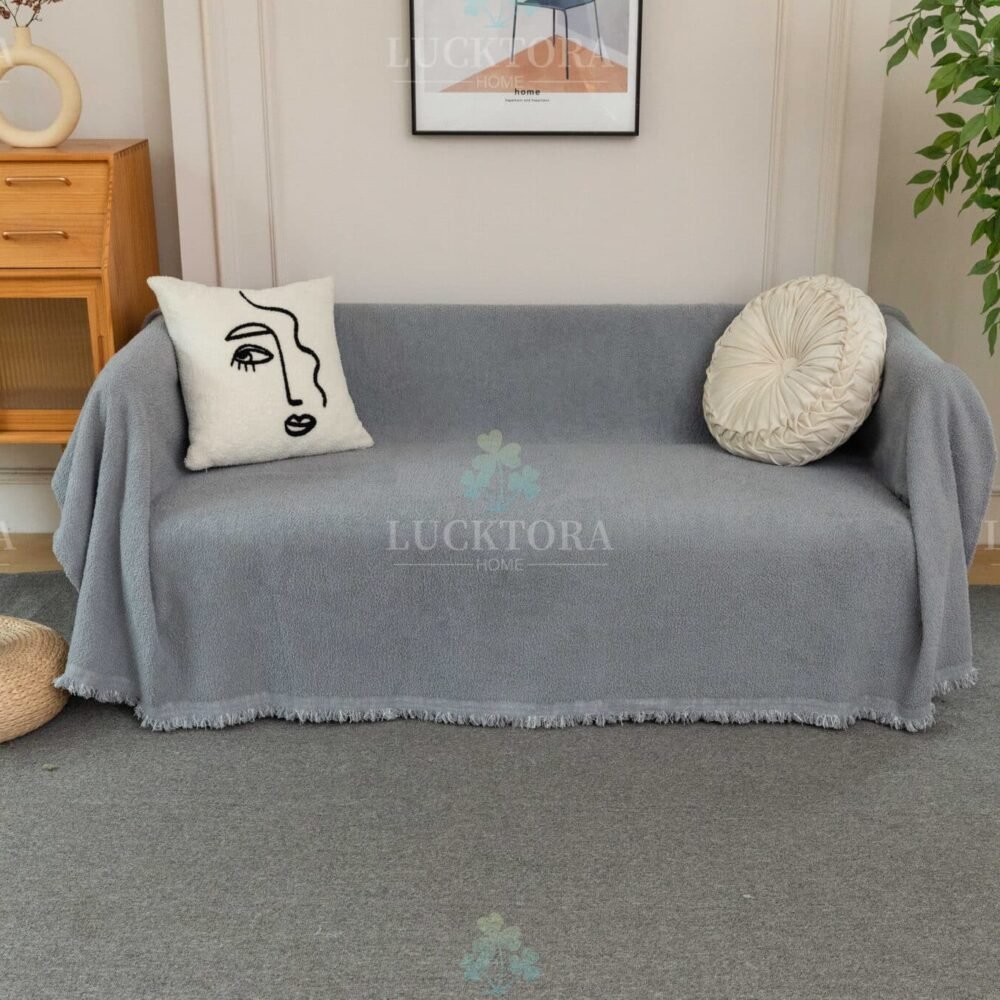 C2-11 Ριχτάρι Chenille Με Κρόσια-180Χ240CM -Γκρί