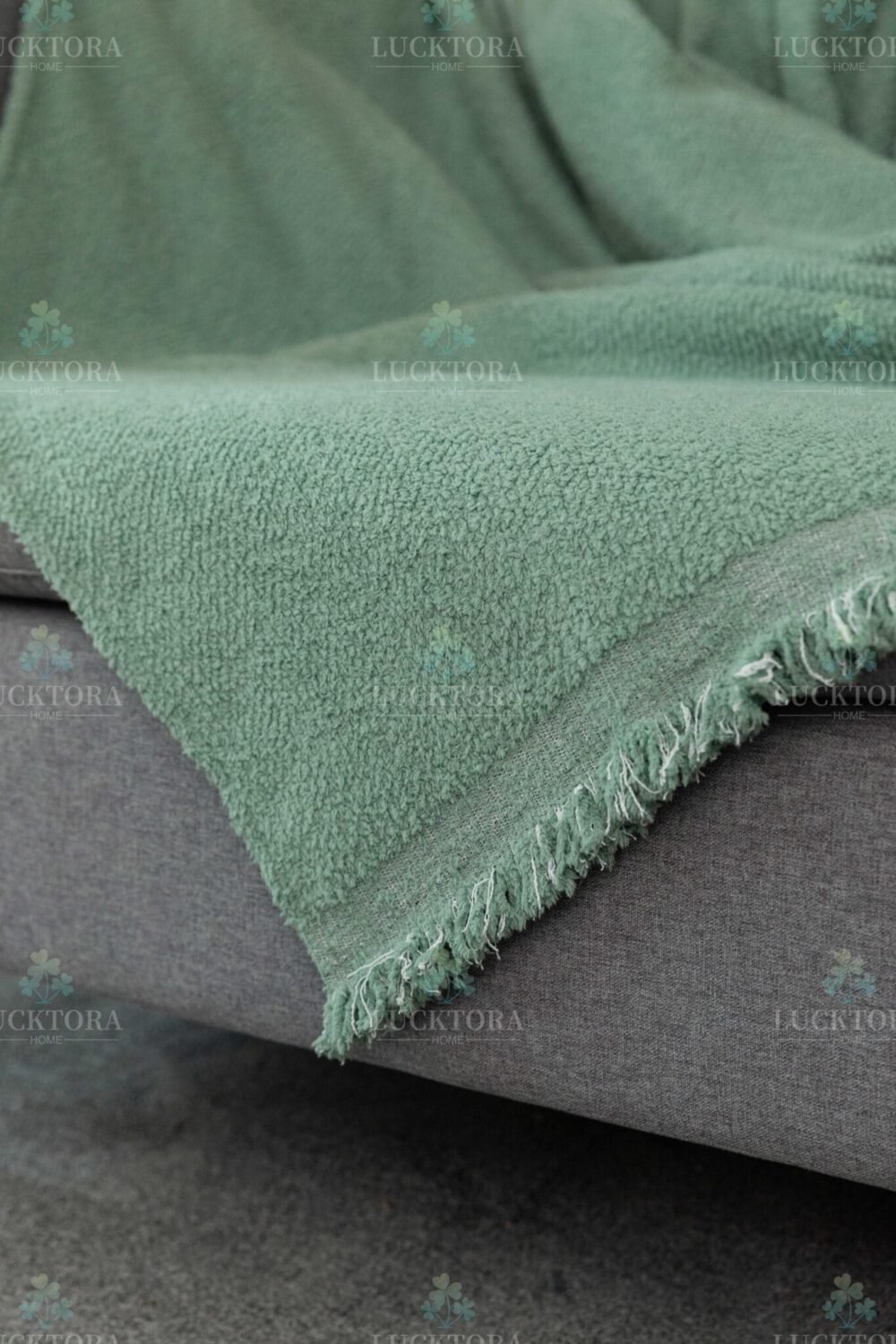 C2-13 Ριχτάρι Chenille Με Κρόσια-180Χ280CM -Πράσινο ανοιχτό - Image 3