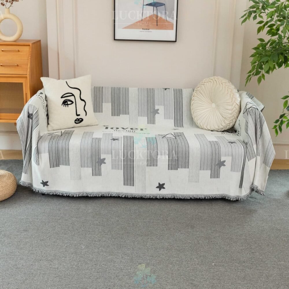 C9-11 Ριχτάρι Chenille Με Κρόσια-180Χ180CM -Γκρί