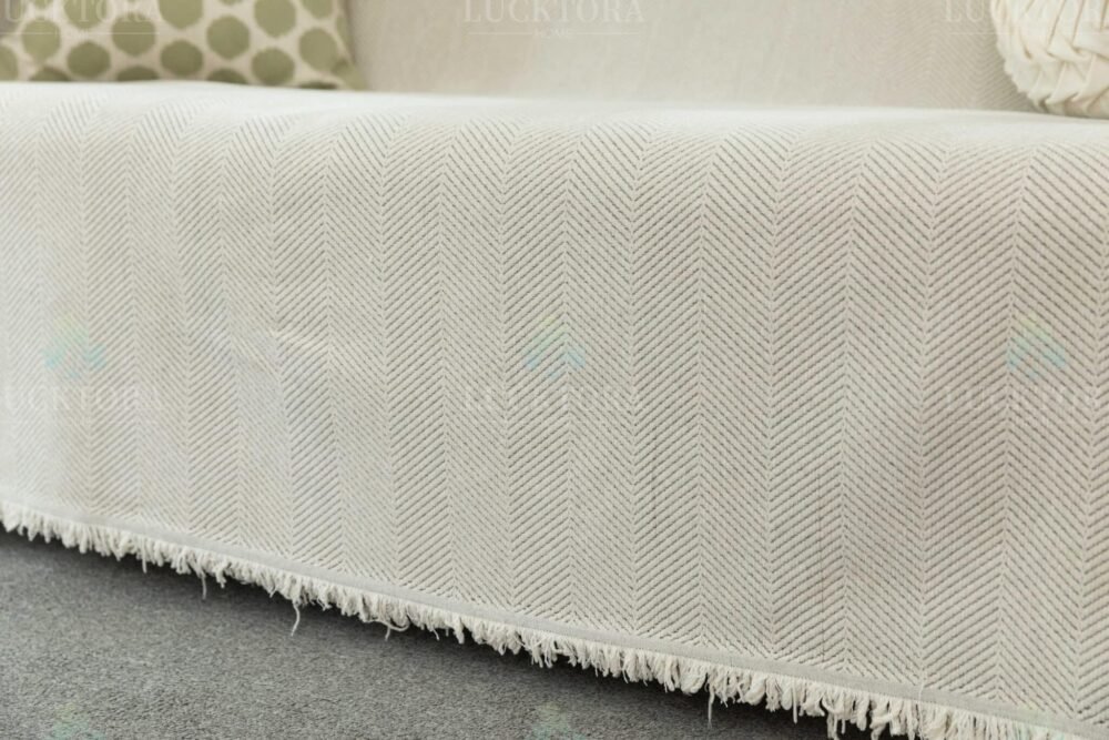C10-1 Ριχτάρι Chenille Με Κρόσια-180Χ280CM -Λευκό - Image 6