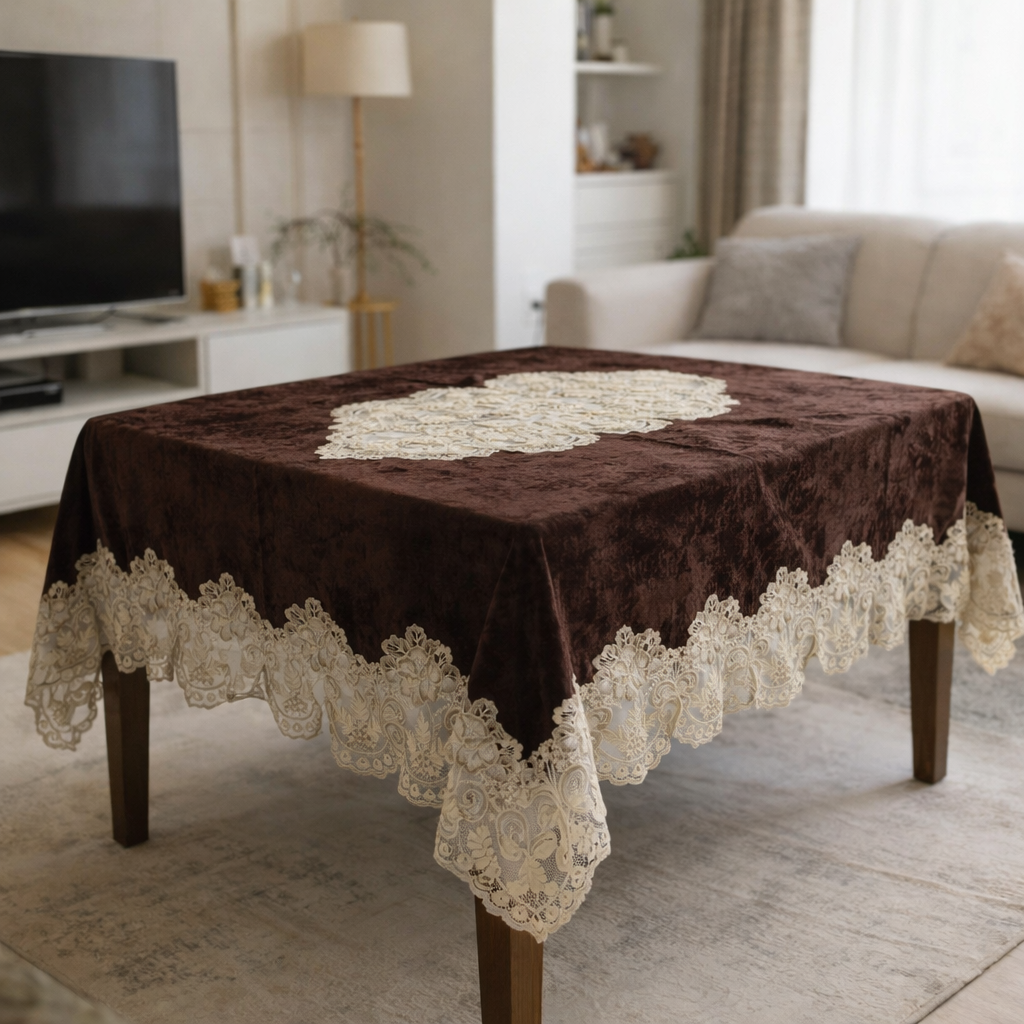 Βελούδινο Τραπεζομάντηλο Καφέ