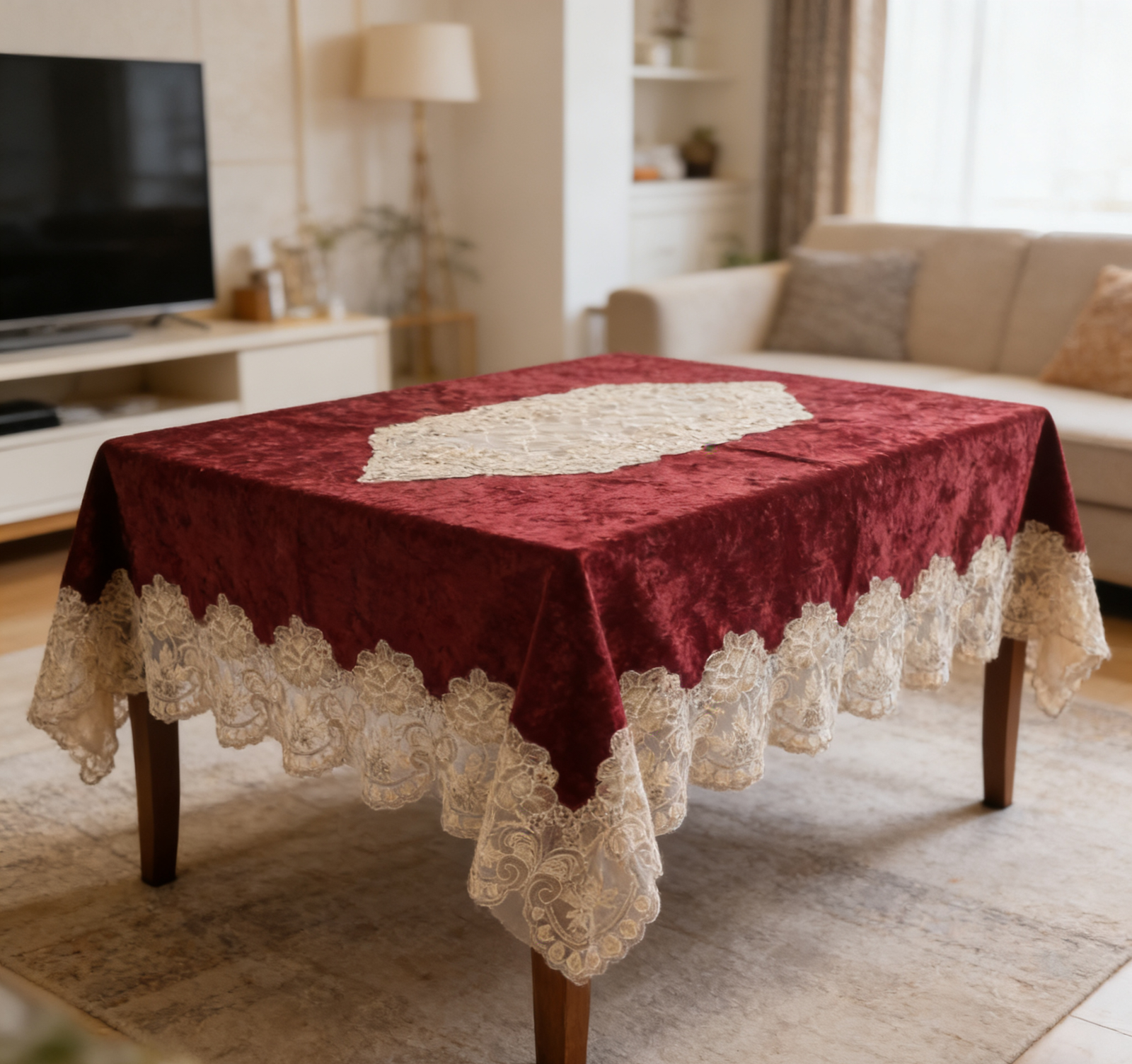 LUCKTORA-BELOUDINO-TRAPEZOMANTILO (3) Βελούδινο Τραπεζομάντηλο Μπορντό