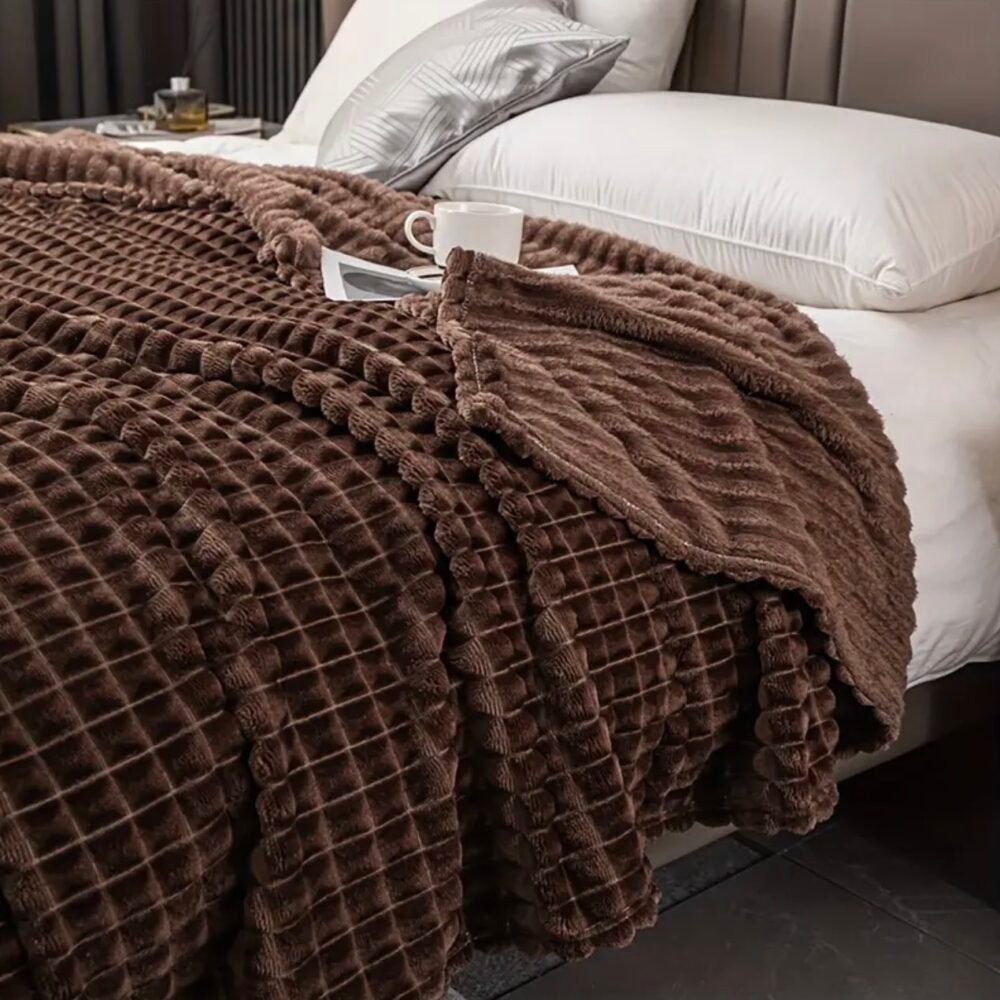 Κουβέρτα Προβατάκι 3KG Διπλής Όψης – Υπερδιπλή 220×240 - Καφέ