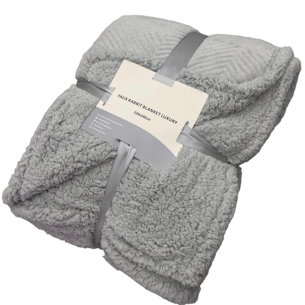 Κουβέρτα Προβατάκι 3KG Διπλής Όψης – Υπερδιπλή 220×240 - Γκρί Ανοιχτό