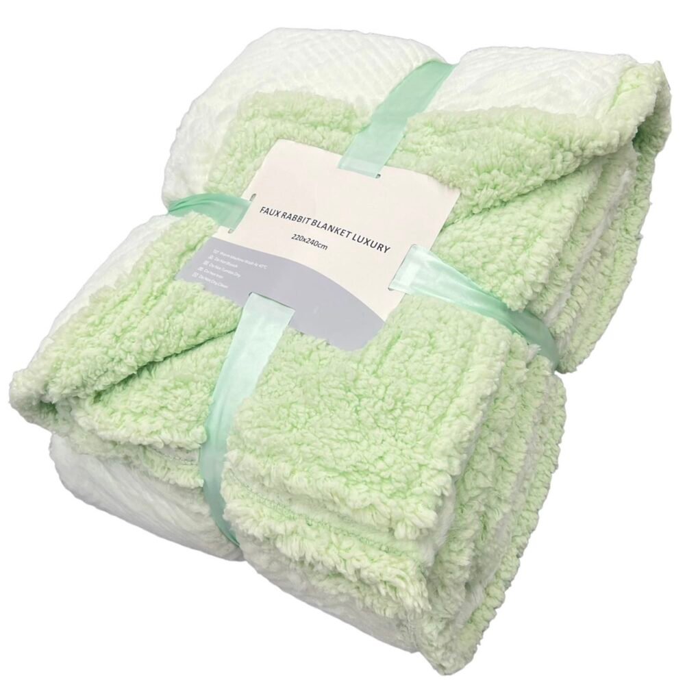 Κουβέρτα Προβατάκι 3KG Διπλής Όψης – Υπερδιπλή 220×240 - Πράσινο-2