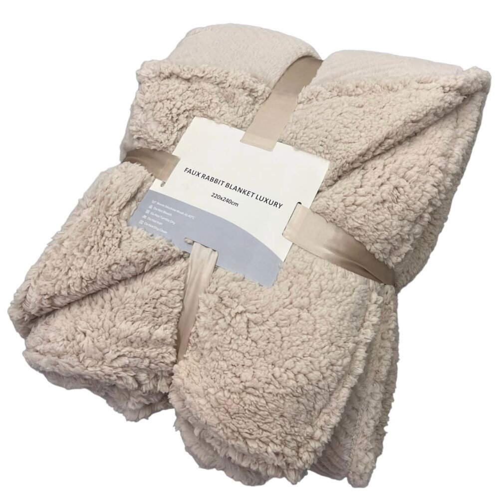 Κουβέρτα Προβατάκι 3KG Διπλής Όψης – Υπερδιπλή 220×240 - Μπέζ