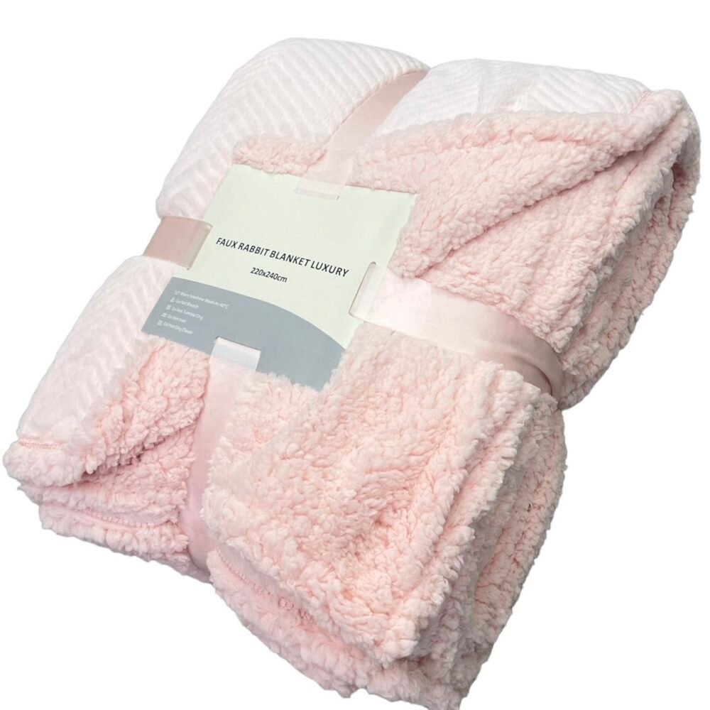 Κουβέρτα Προβατάκι 3KG Διπλής Όψης – Υπερδιπλή 220×240 - Ροζ