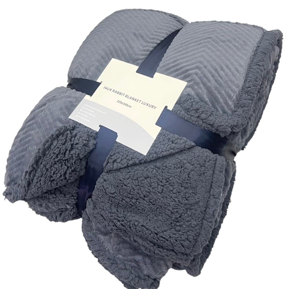 Κουβέρτα Προβατάκι 3KG Διπλής Όψης – Υπερδιπλή 220×240 - Γκρί Σκούρο