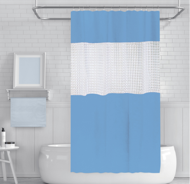 Μονόχρωμη κουρτίνα μπάνιου 180x180 πολυεστέρας ανάγλυφη υφή λευκή