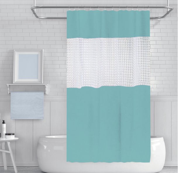 Μονόχρωμη κουρτίνα μπάνιου 180x180 πολυεστέρας ανάγλυφη υφή λευκή