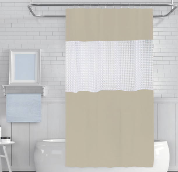 Μονόχρωμη κουρτίνα μπάνιου 180x180 πολυεστέρας ανάγλυφη υφή λευκή