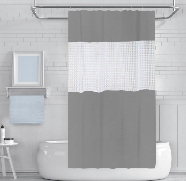 Μονόχρωμη κουρτίνα μπάνιου 180x180 πολυεστέρας ανάγλυφη υφή λευκή