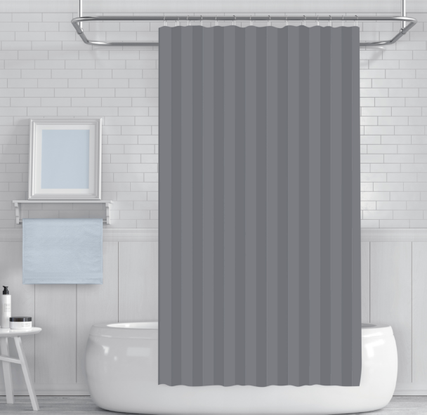 Κουρτίνα μπάνιου 180x180 πολυεστέρας ριγέ σχέδιο γκρι