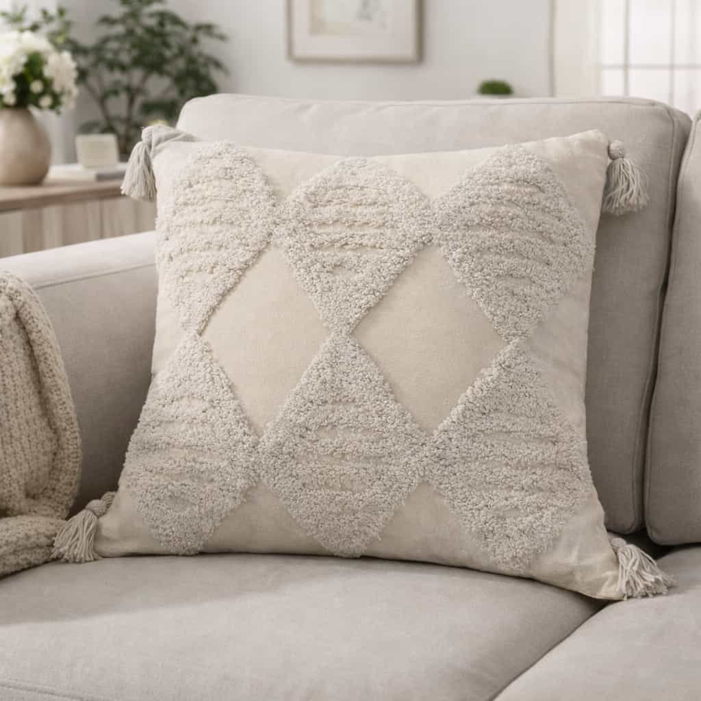 μαξιλαροθήκη tuft με φούντες διακοσμητική καναπέ