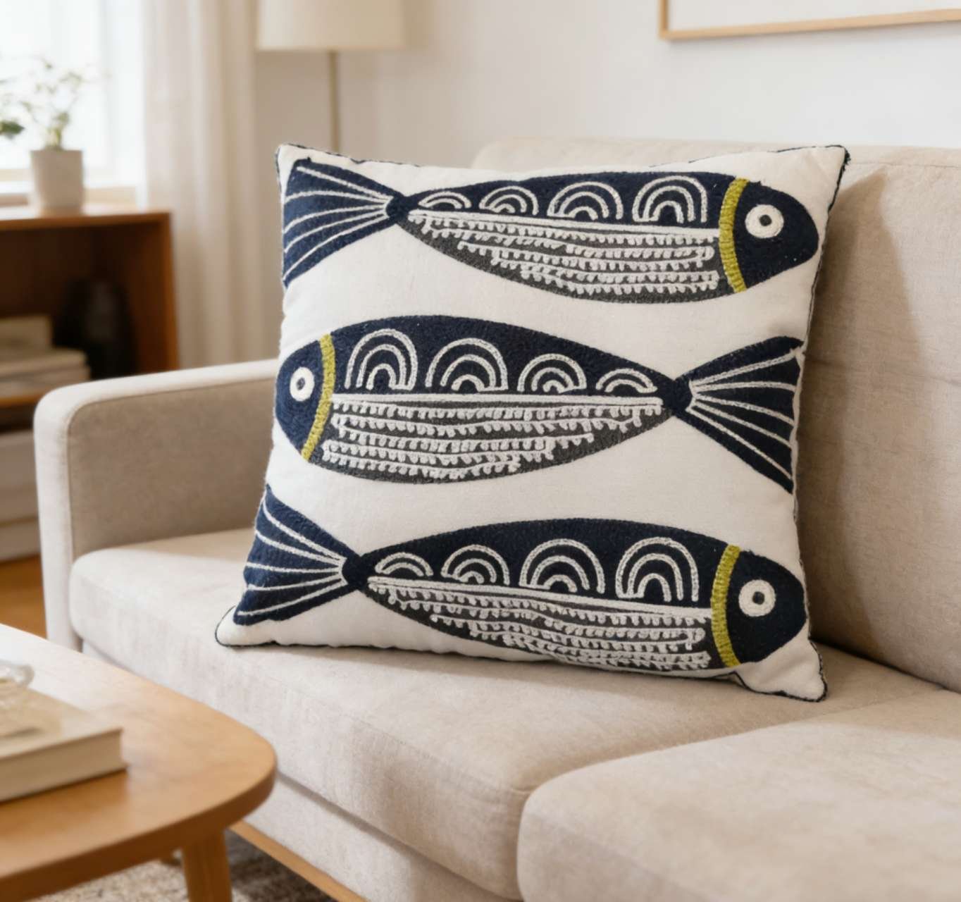 LUCKTORA-PILLOWCASE-ΚΕΝΤΗΜΑ (11) Διακοσμητική θήκη μαξιλαριού 45x45 με κέντημα σχέδιο ψάρια