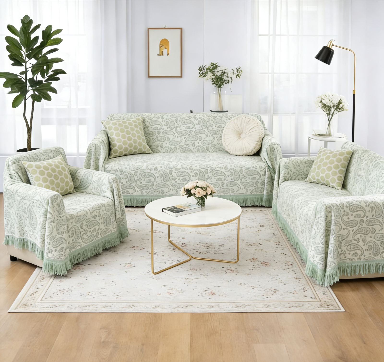 Καλοκαιρινό ριχτάρι καναπέ δροσερό και αναπνεύσιμο σε μονοθέσιο διθέσιο τριθέσιο