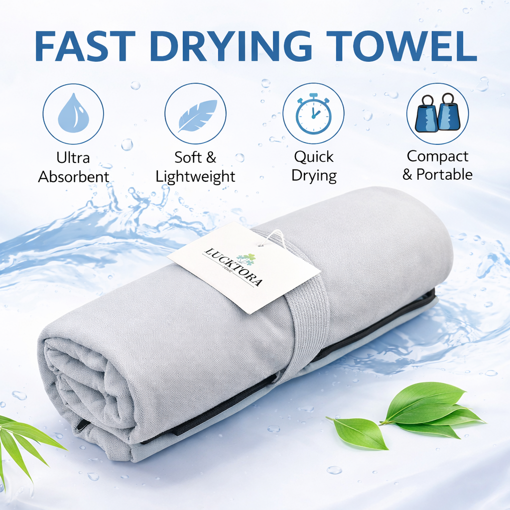 Αθλητική πετσέτα γρήγορου στεγνώματος microfiber σε χρήση – μοντέλο με μπλε πετσέτα LUCKTORA