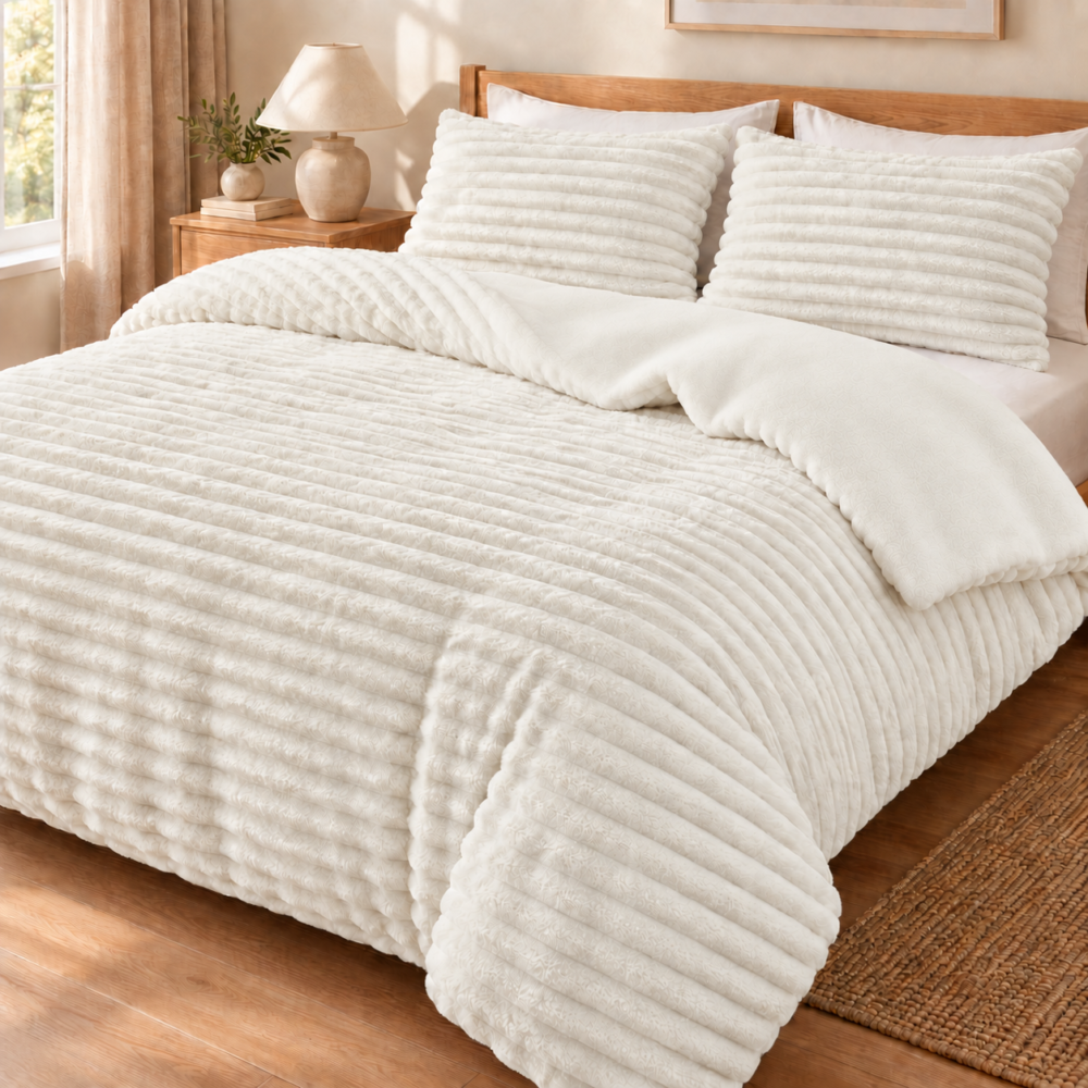 Πάπλωμα 3KG Extra Soft με Ανάγλυφες Ρίγες - Λευκό