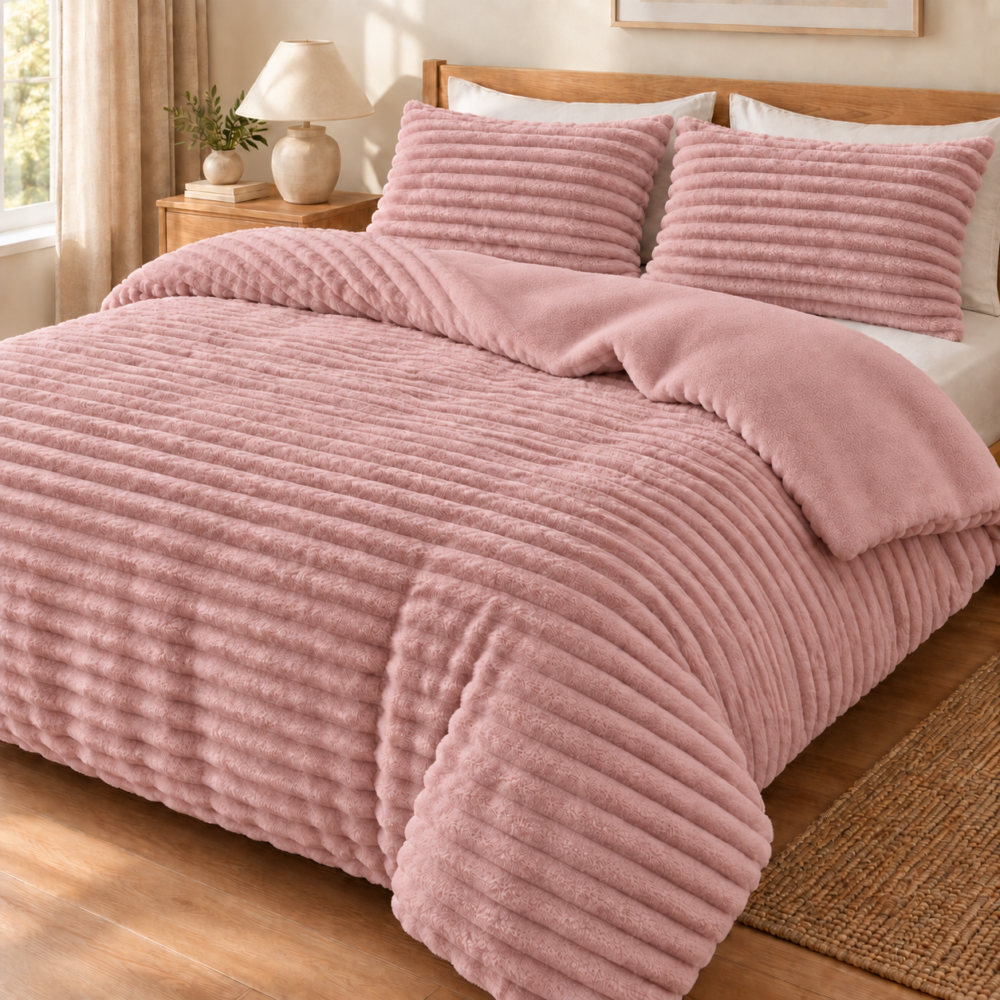 Πάπλωμα 3KG Extra Soft με Ανάγλυφες Ρίγες - Ροζ